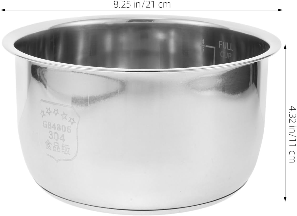 Zerodeko Rice Cooker Inner Pot Replacement, Rice Cooker Stainless Steel Inner Pot, 3.0L Stainless Steel Rice Cooker Inner Pot, Traditional Electric Cooker Accessories image number 4