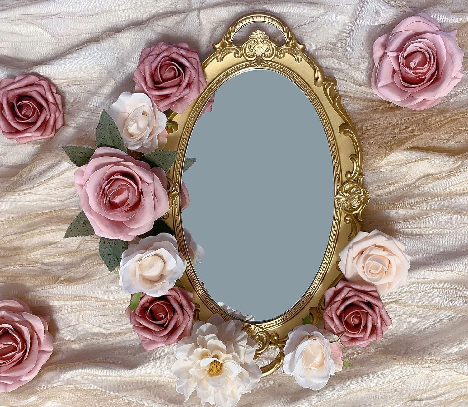 Artificial Roses Flowers Pink Bouquets Box Set for Wedding Bridal Bouquets DIY Party Table Centerpieces Floral Arrangements Home Decor (Indoor/Outdoor) Blush 19Pcs image number 4