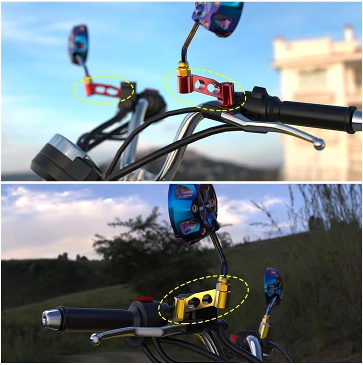 Rearview Mirror Mounting Bracket Universal Parts 8MM 10MM Motorcycle Rearview Mirror Extension Adapter Extension Adapter(02 Silver) image number 2