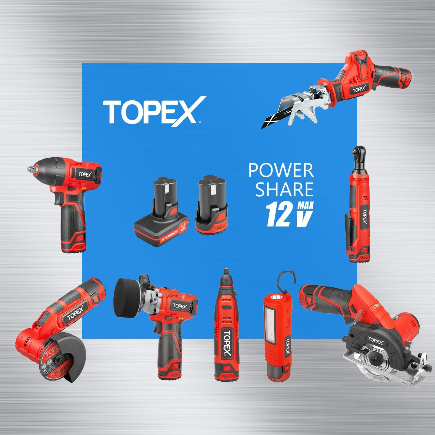 TOPEX 12V Cordless Power Tool Kit Angle Grinder Circular Saw image number 3