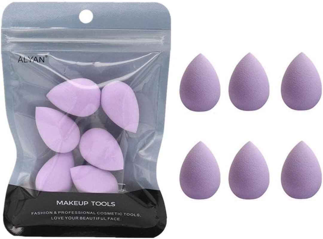 Htppzjr 6PCS Purple Mini Makeup Sponge Set: Small Beauty Sponge Blender for Foundation, Powder, Concealer, Highlight, Eye Shadow