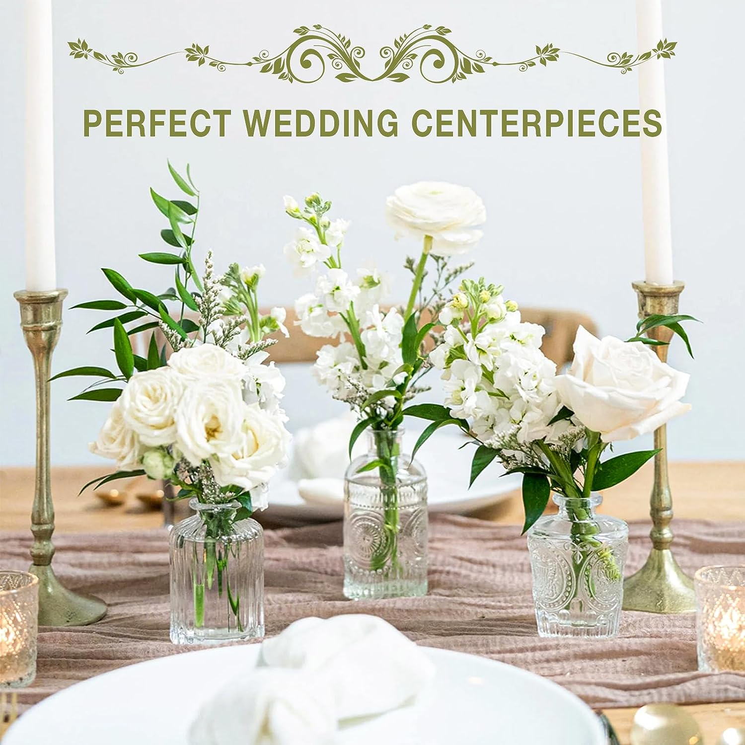 HOXHA Glass Bud Vase Set of 30 Clear Glass Vases for Wedding Table Decorations Centerpieces Small Vintage Flower Vase in Bulk Mini Bottles Vases for Home Party Events, 30 Pack image number 3