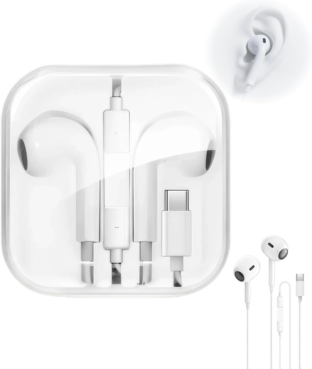 USB C Earphones Compatible with Phone16/15, Pad Pro, Galaxy S23/S22, Pixel 7/6, Hifi Stereo Noise Reduction Earbuds with Mic & Volume Control, for Calls, Music, and Gaming