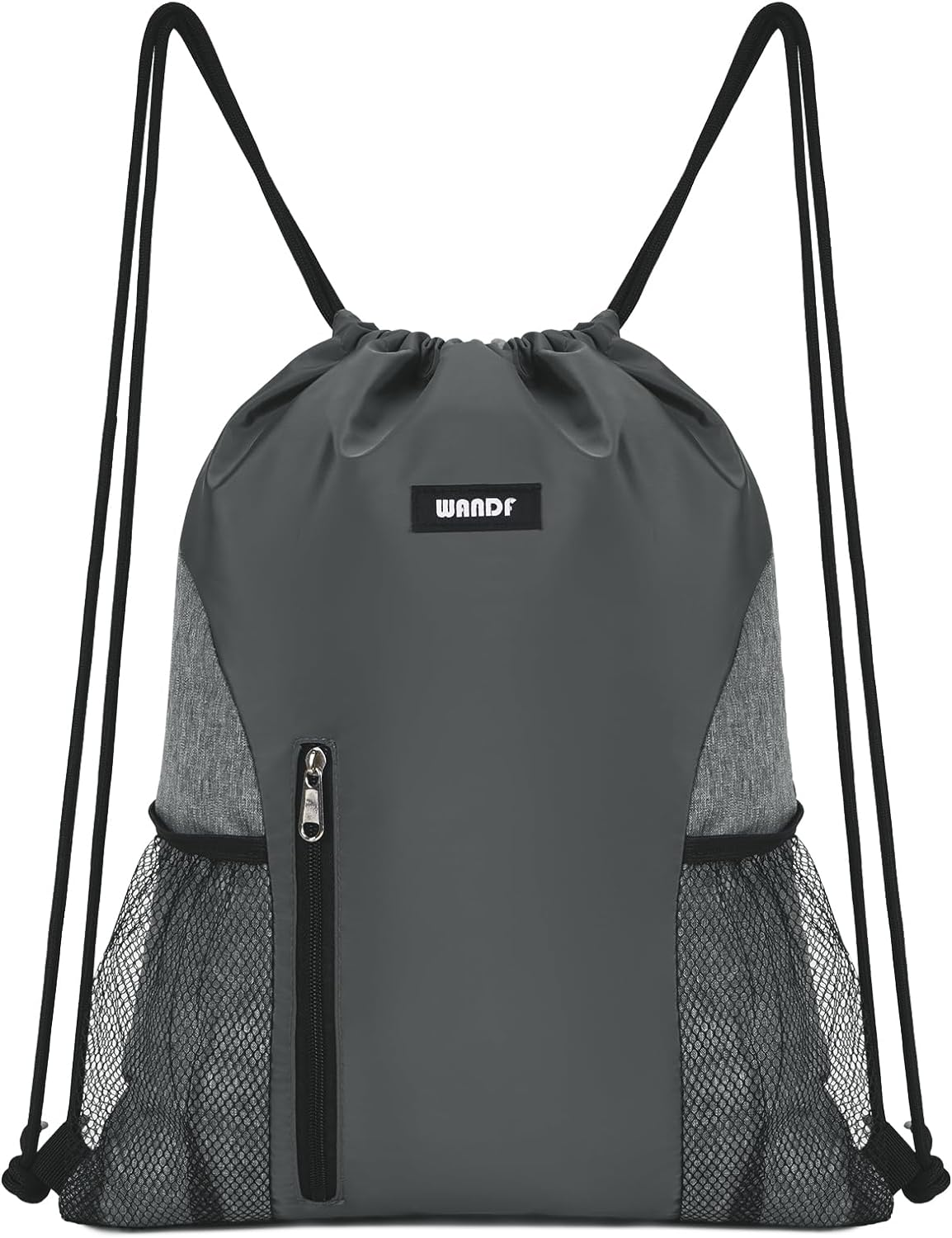 WANDF Drawstring Backpack Sports Gym Sackpack with Mesh Pockets Water Resistant String Bag for Women Men Children