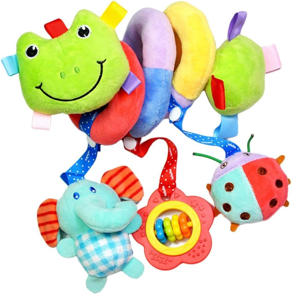 Newborn Baby Infant Toy Cute Deer Stroller Soft Plush Hanging Bed Spiral Toy - Frog image number 5