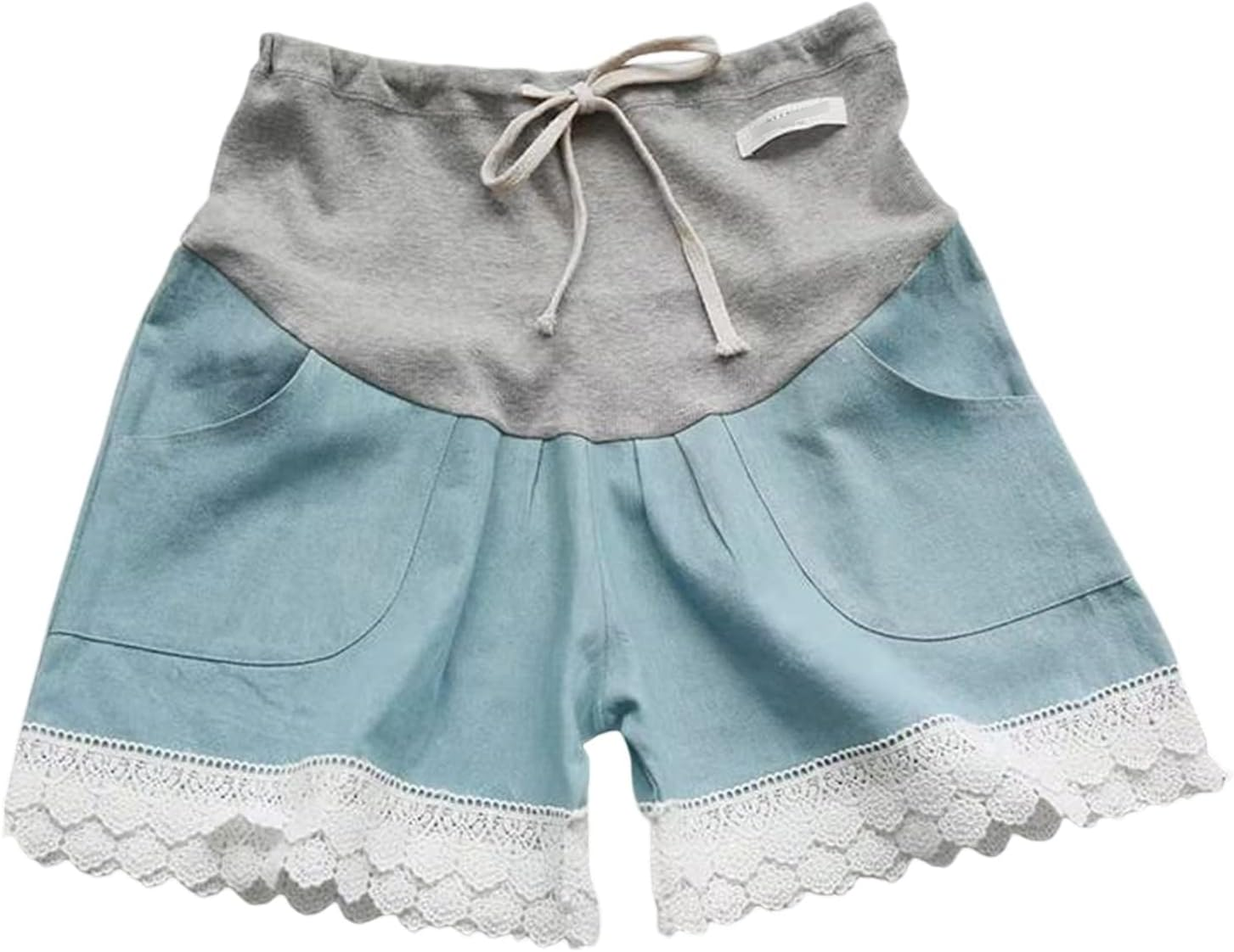 Qiribati Womens Jean Shorts Drawstring Maternity Denim Shorts Roll Hem Pregnancy Summer Short Jeans