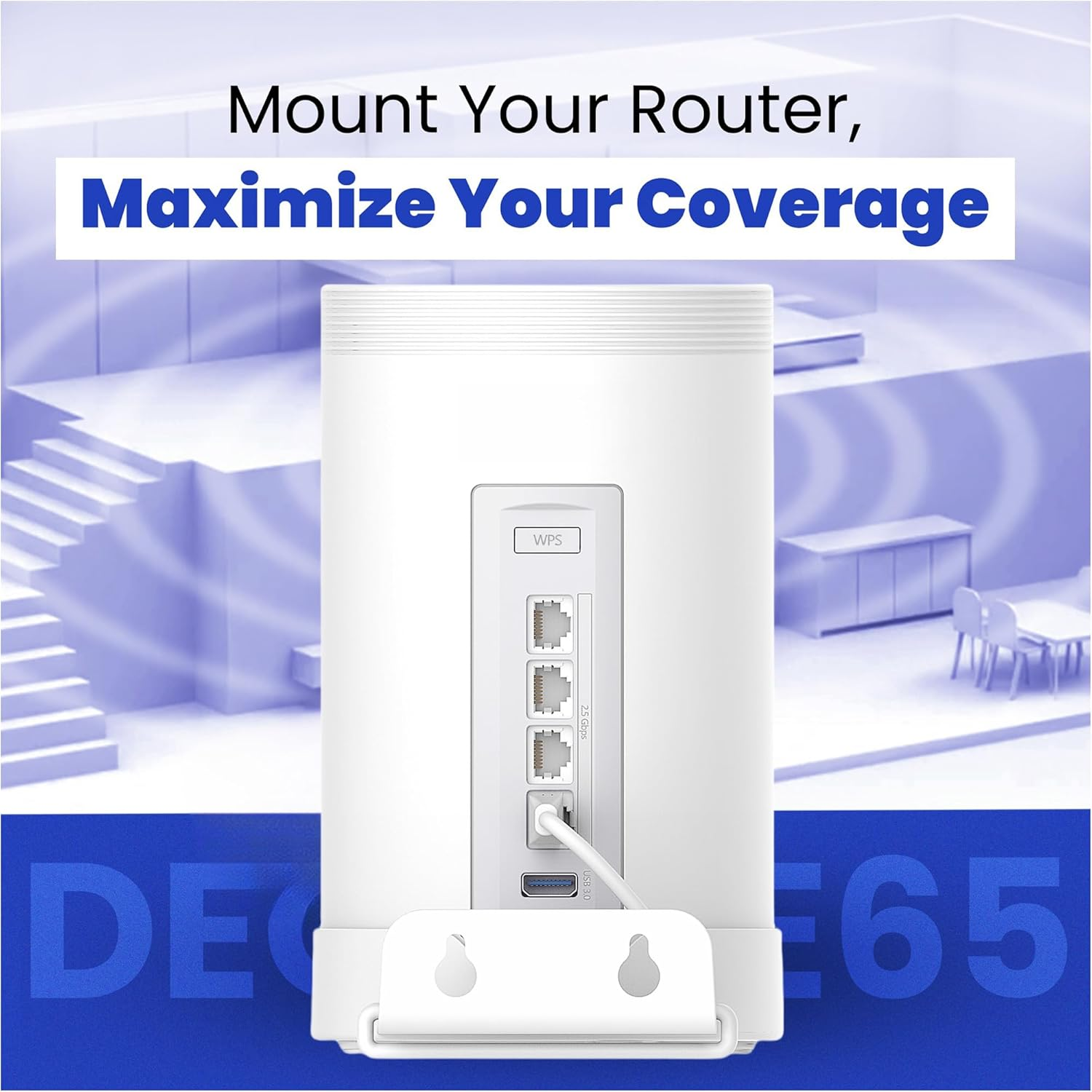 Bangcheer Wall Mount for Tp-Link Deco BE63/ BE65/BE10000/BE11000 Mesh Wi-Fi 7 System, Saving Space Aluminum Alloy Wall Hanging Bracket Holder with Cable Storage Rack, Easy Installation (White-3Pack) image number 6