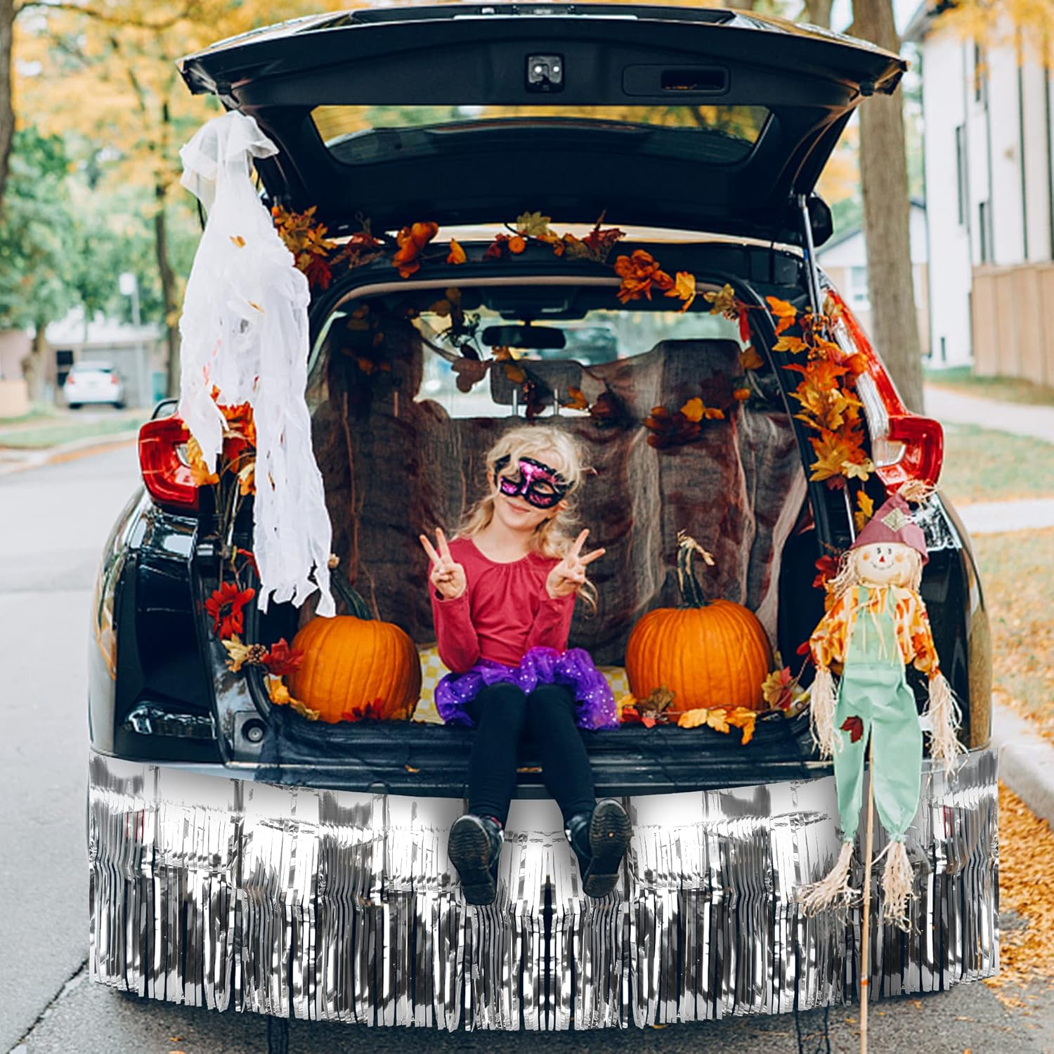 2 Pack Fringe Foil Curtain, Metallic Foil Fringe Garland Shiny Wall Hanging Drapes Tassel Foil Float for Parade Float Trailer, Birthday Holiday Party Decoration (Silver) - Gold image number 6