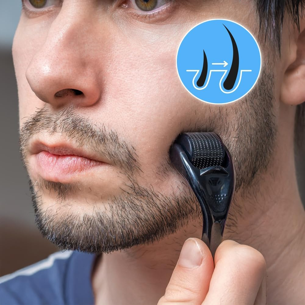 2PCS 1Mm&1.5Mm Derma-Roller for Hair Face Skin,Microneedling Roller Beard Growth Kit Derma-Roller with 540 Needles for Men Women