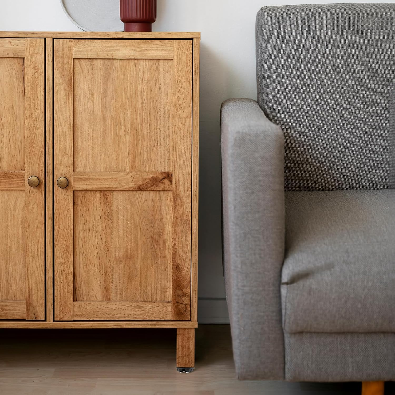 NILLOS Mini Caster, 8 PCS Sticky Pulley Wheels for Trash Can, Furniture, Storage Box (5 Cm/1.96 In) image number 2