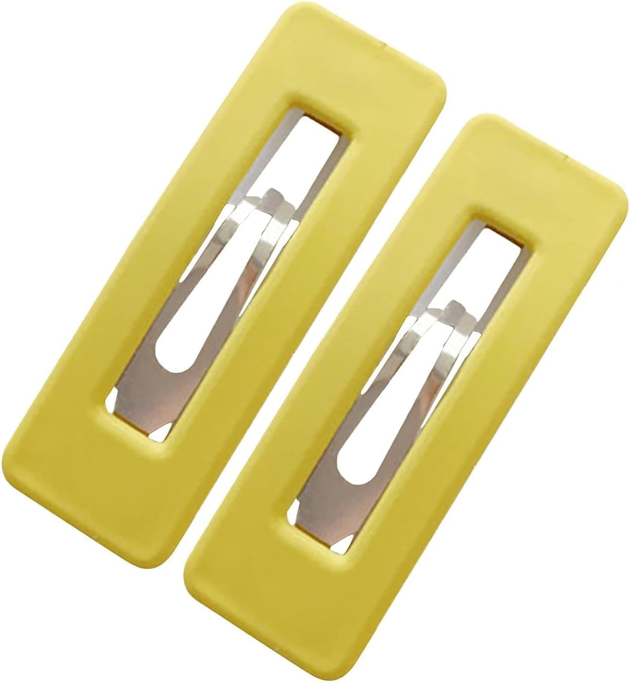 2Pcs Yellow Fashion Styling Hair Clips for Women and Girlswoman Matte Candy Color Square Buckle Bangs Hairpin Hair Clip Barrette Hair Clips image number 1