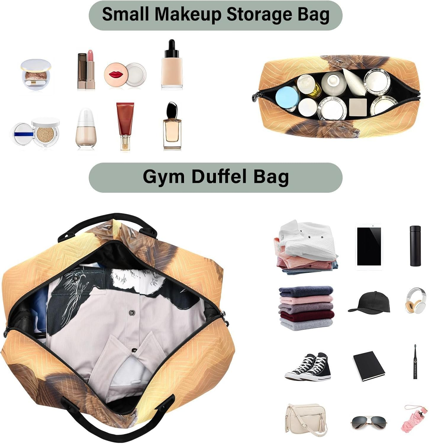 XYMZR Large Travel Duffel Bag, Lion Rock Sports Tote Gym Bag, Shoulder Weekender Overnight Bag for Women Men, Carry on Luggage with Toiletry Bags, Multi-Colored, Multi-Colored