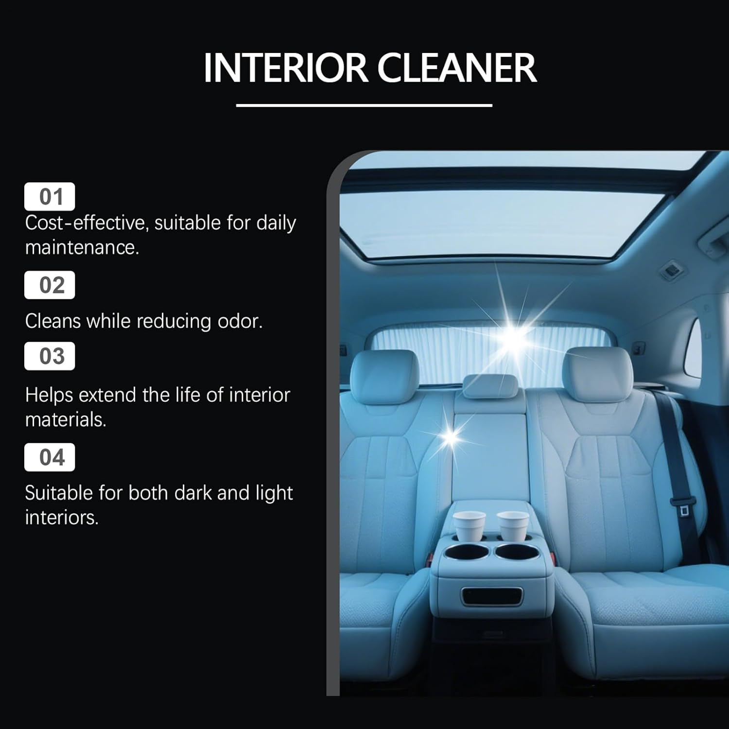 Trim Restorer - Car Seat Cleaner Spray with Cloth and Sponge | 237Ml Automotive Refresh Detailing Spray for Leather Seat Dashboard Central Console Door Trim image number 6