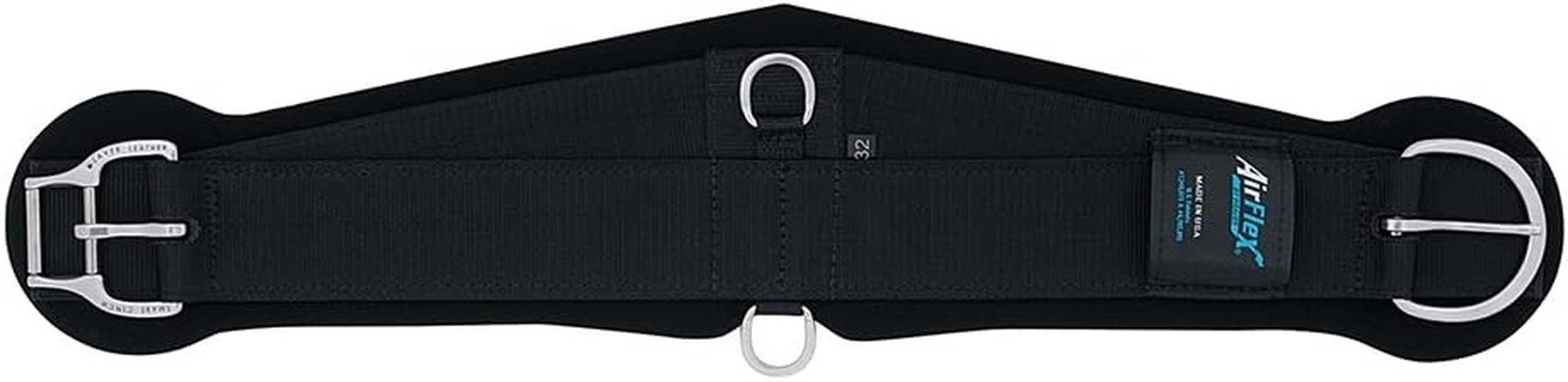 Weaver Leather Airflex Roper Cinch with New and Improved Roll Snug Cinch Buckle, 32-Inch, Black image number 2