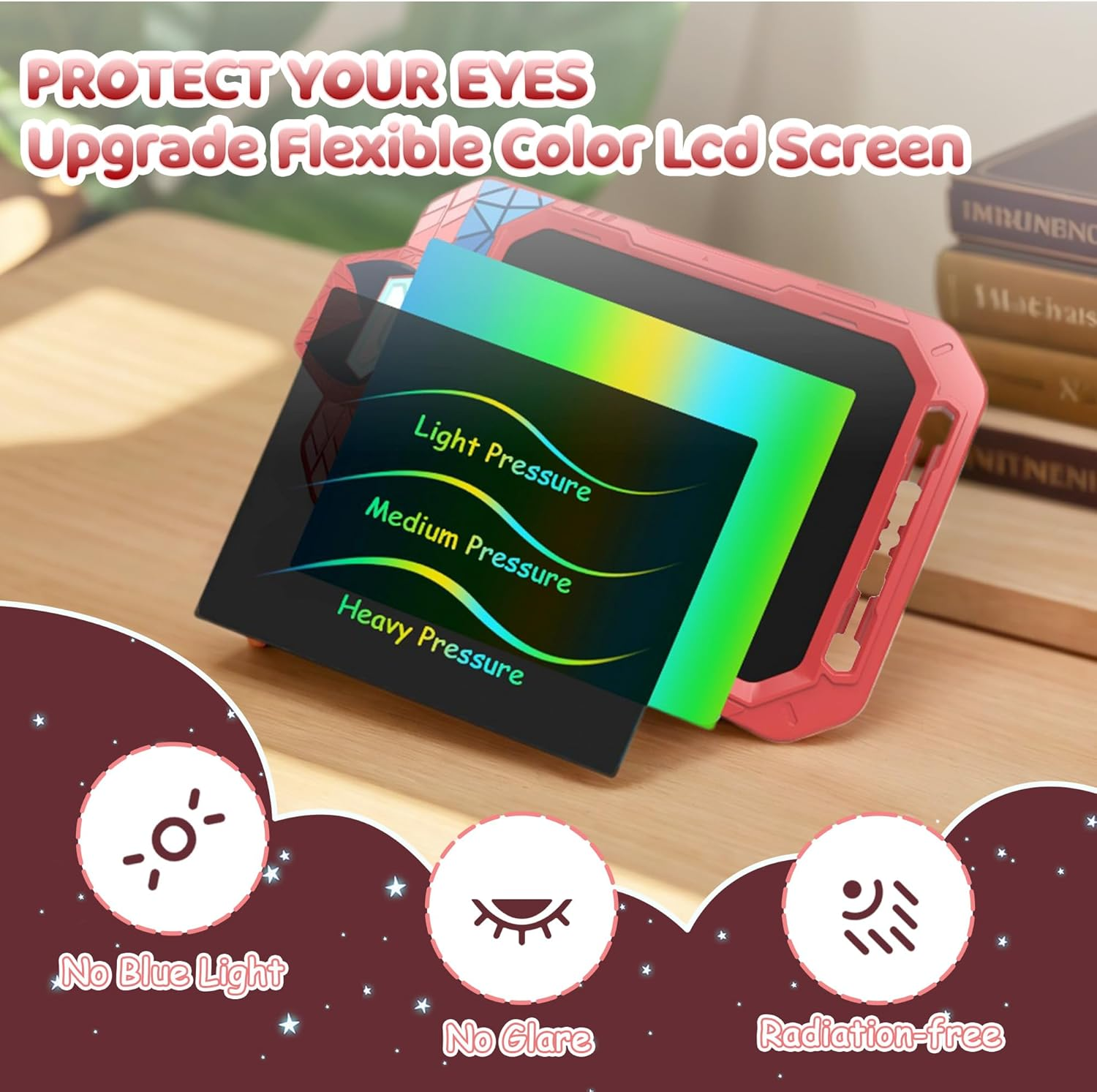 LCD Writing Tablet 10 Inch Colorful Doodle Board, Electronic Erasable Reusable Drawing Pad,Magic Kids Drawing Tablet, Educational Writing Board Toys Gifts for 3 4 5 6 7 8 Year Old Girls Boys image number 1