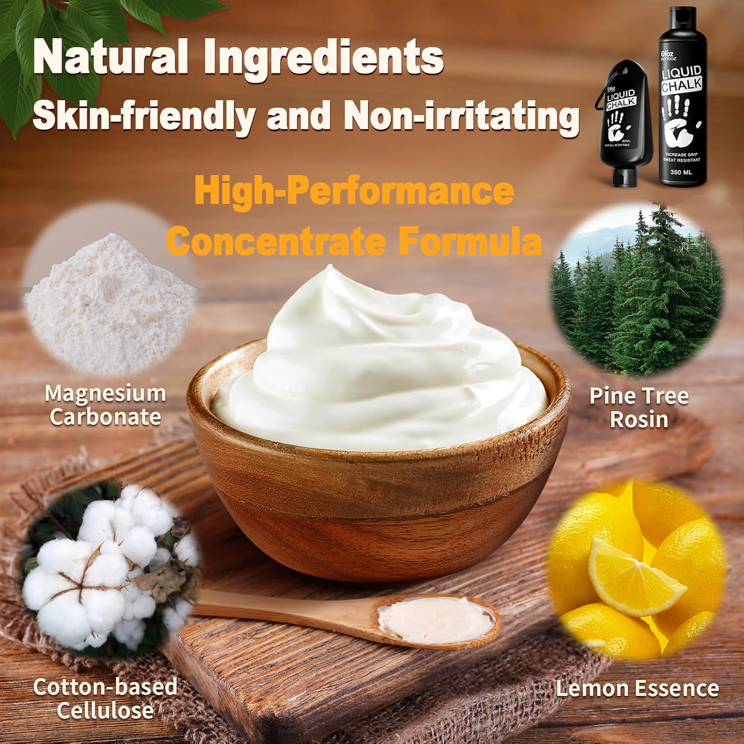 60ML Superior Grip Liquid Chalk Mess-Free Gym Chalk for Weightlifting, Gymnastics, Rock Climbing, Dancing, Dries in Seconds. image number 1