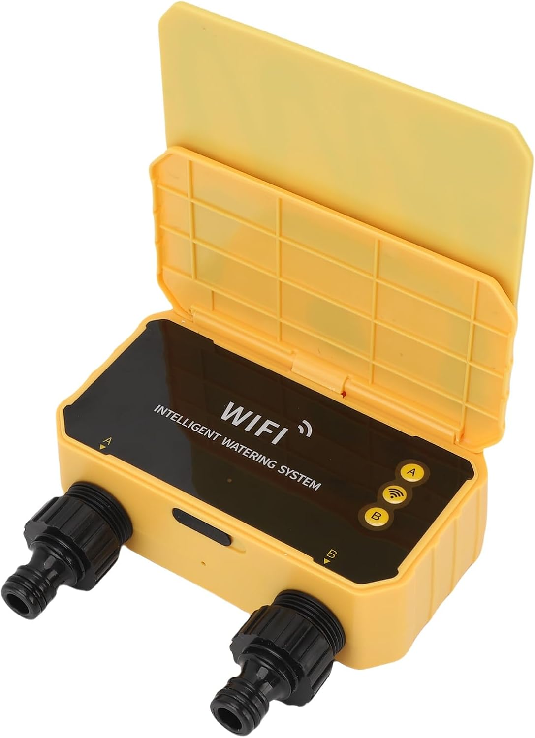 ASHATA Smart Wifi Water Timer, 2 Outlets Automatic Irrigation Sprinkler Timer, APP Remote Control, with Solar Panel, 3200Mah Battery, for Lawn Yard Garden Balcony image number 1