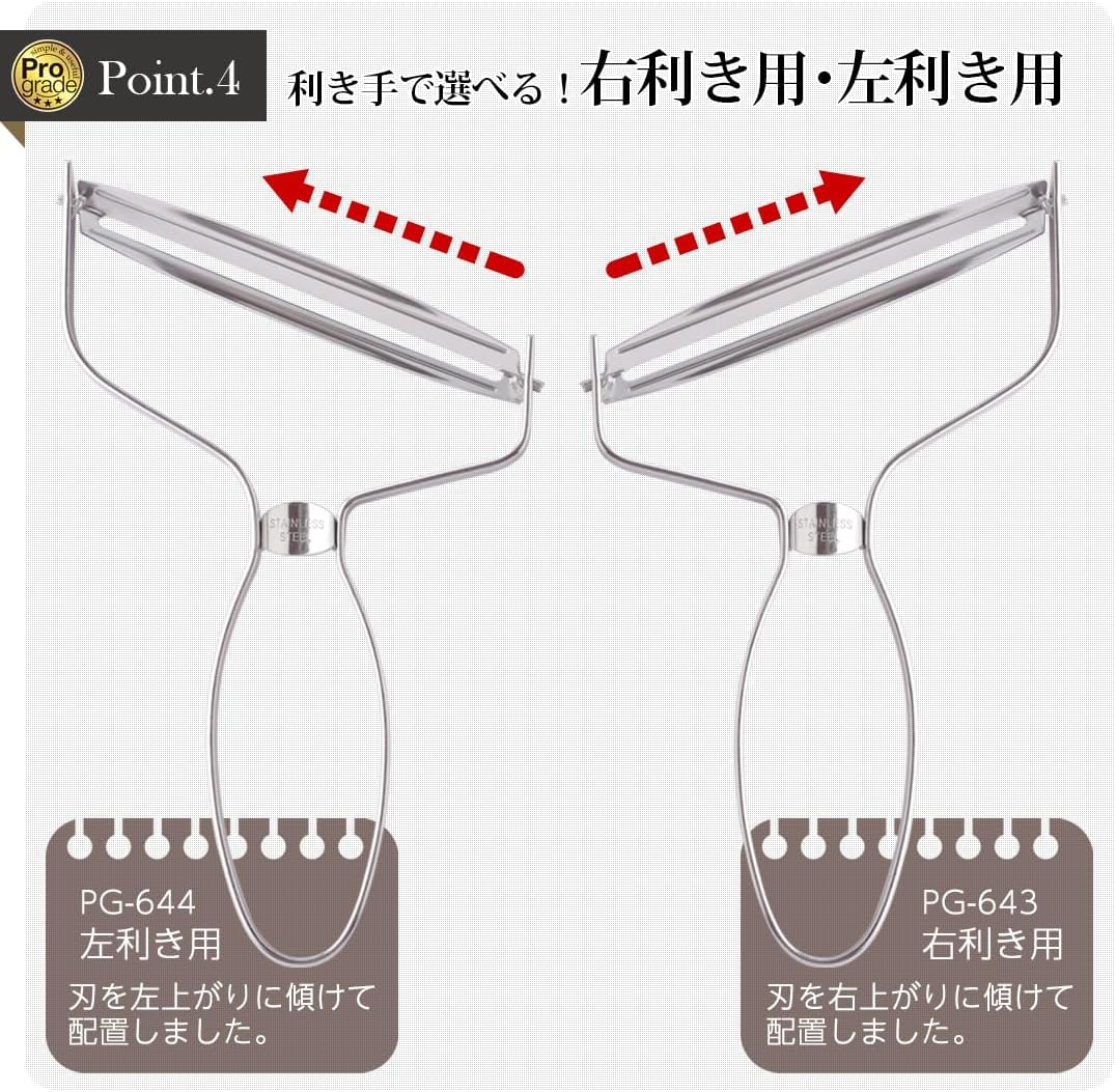 Shimomura Kogyo PG-644 Professional Grade Sharp Cabbage Peeler, Left Handed, Dishwasher Safe