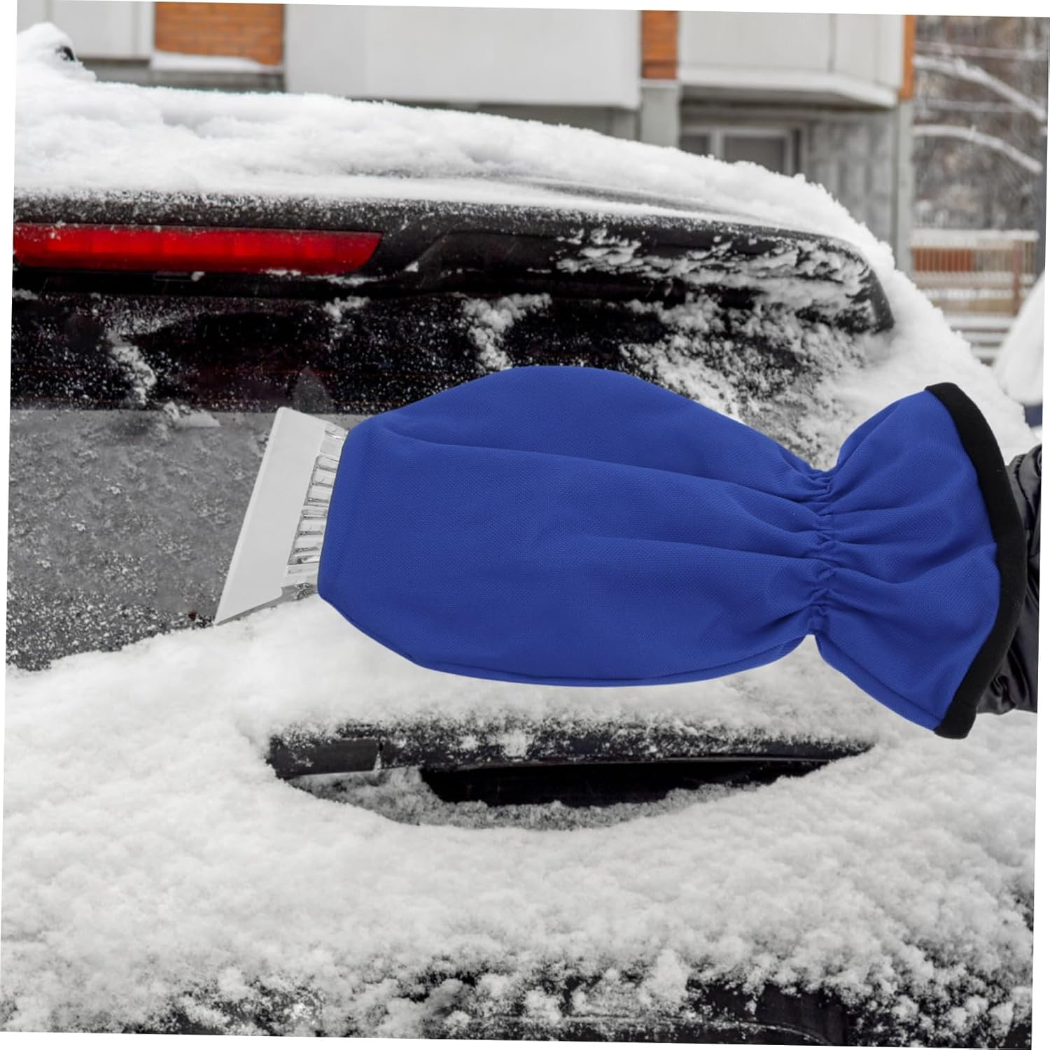 Mobestech Ice Scraper Glove Car Scraper Mitt for Winter Shovel with Brush and Ice Wipe for Car Removal - Red image number 2