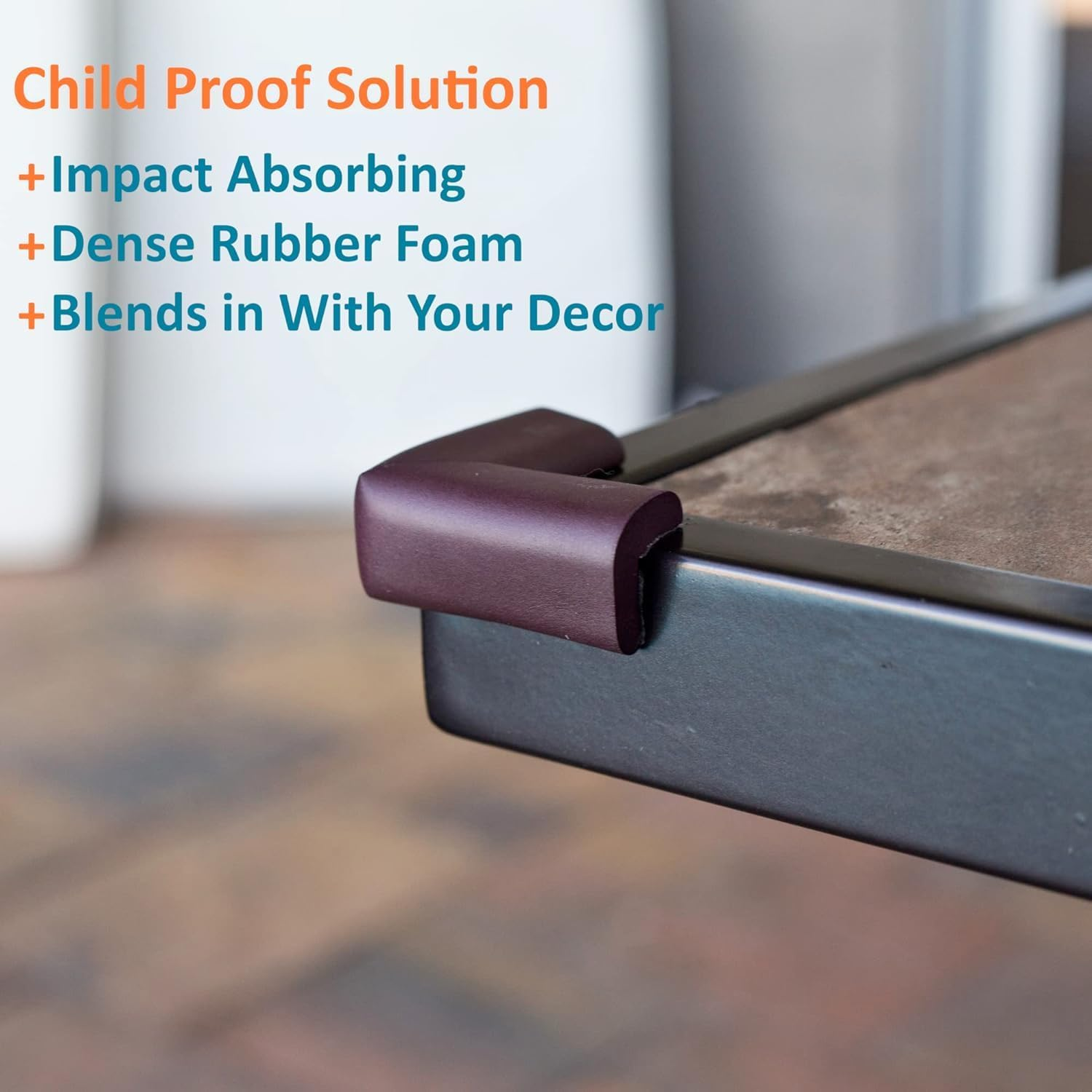 8-Pack Corner Protectors Baby Proof, Furniture Corner and Edge Safety Bumpers, Soft Rubber Foam Cushion Covers, 3M Taped Corner Guards, Baby Child Proofing Pads, Table Corner Protectors, Brown image number 3