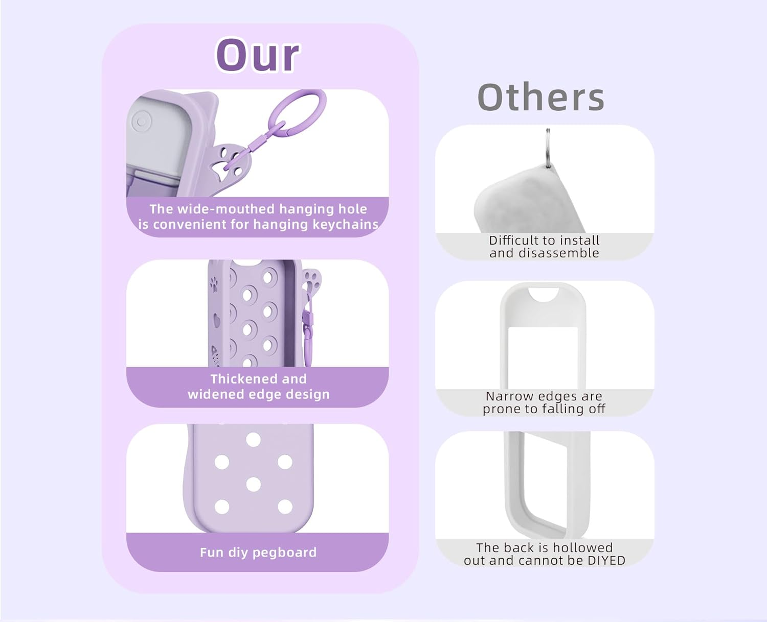 DATANSUN Silicone Case with Keychain for Touchland, Purple - Blue image number 5