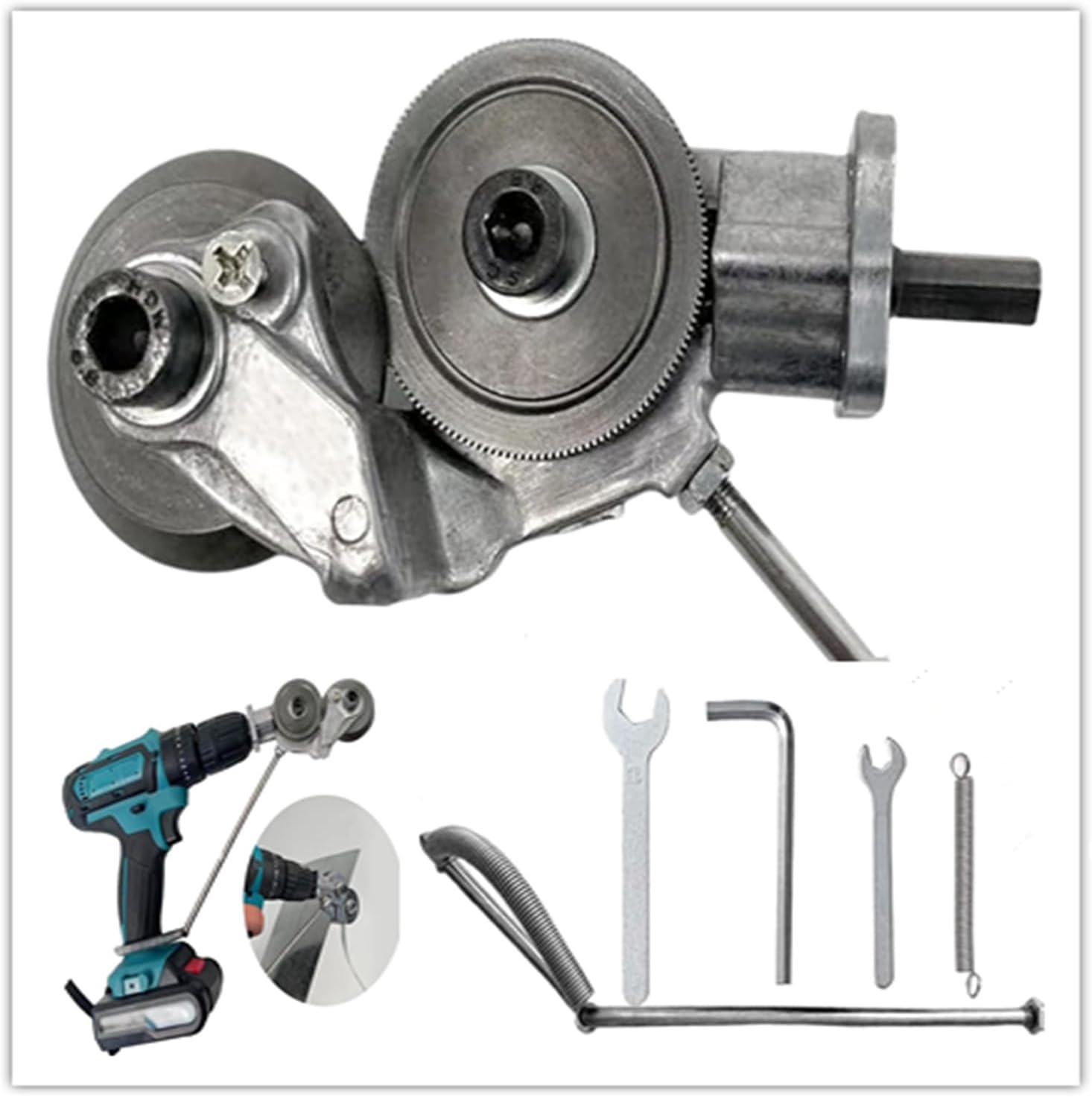 Electric Drill Plate Cutter,Double Headed Electric Drill Shears, Professional Electric Sheet Metal Power Tools DIY Metal Drill Attachment, Electric Drill Plate Cutter Attachment (6Pcs) image number 4