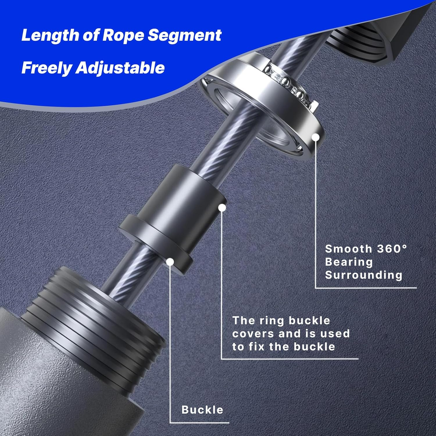 Adjustable Jump Rope for Fitness Training, Skipping Rope with Stainless Steel Ball Bearings, Ergonomic Handles, and Tangle-Free Cable, Perfect for Boxing, MMA, Double Unders, and Cardio Workouts image number 4