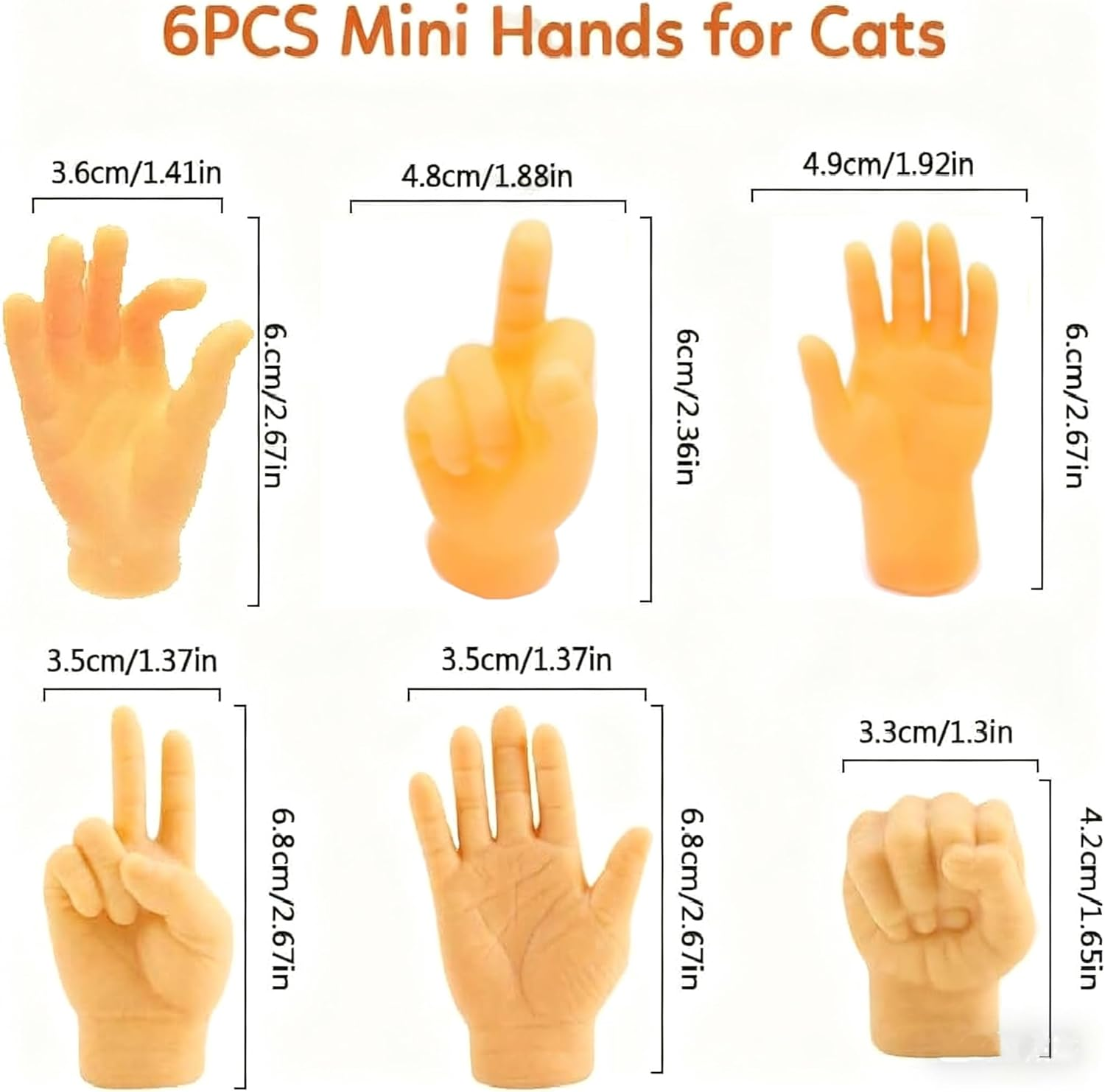 Rubber Small Mini Finger Hands Set, 6Pcs Creativity Finger Puppet Hands, Rubber Tiny Hands Middle Finger Toy, Cat Mini Hands Funny Finger Toy for Cats image number 5