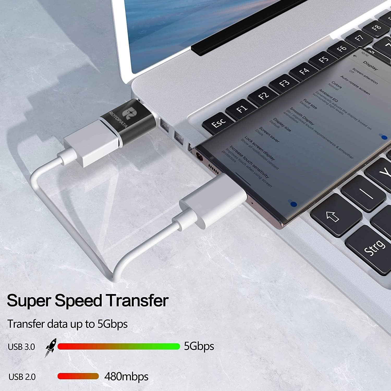 ROTOPATA 2 Pack USB C to USB Adapter, USB a to USB C 3.0 Female OTG Adapter for Macbook Pro2019, Macbook Air 2020, Ipad Pro 2020 & Other Type C Devices image number 3