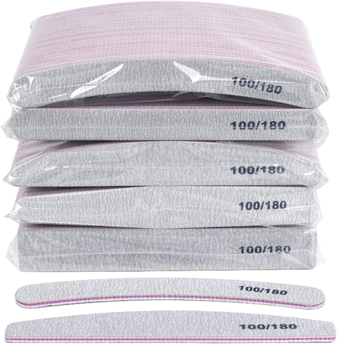 TRUSTTWO 50Pcs/Lot Grey Sandpaper Nail File 100/180 Double Sided Buffer Block Polisher Pedicure Manicure Nail Art Files Nails Accesorios the New (Color : 06) image number 3