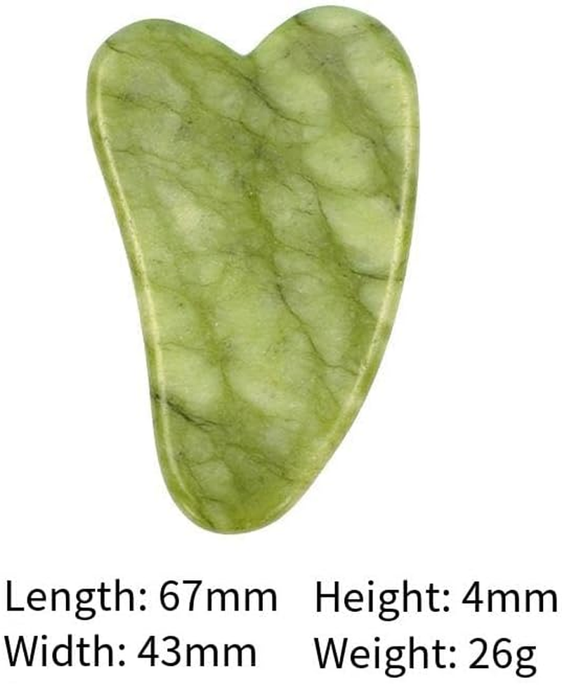 Jade Roller and Gua Sha Set - Jade Stone Face Roller, Dual Sided Massage Roller Stimulates Blood Flow, Relieves Stress (Green, One Size) image number 1