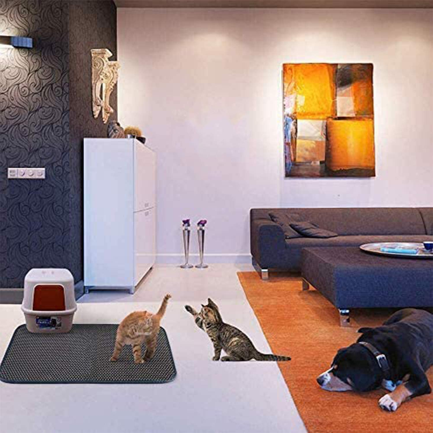 Waterproof Double-Layer Cat Litter Mat Trapper Foldable Pad Pet Rug Home 75 X 55Cm image number 3