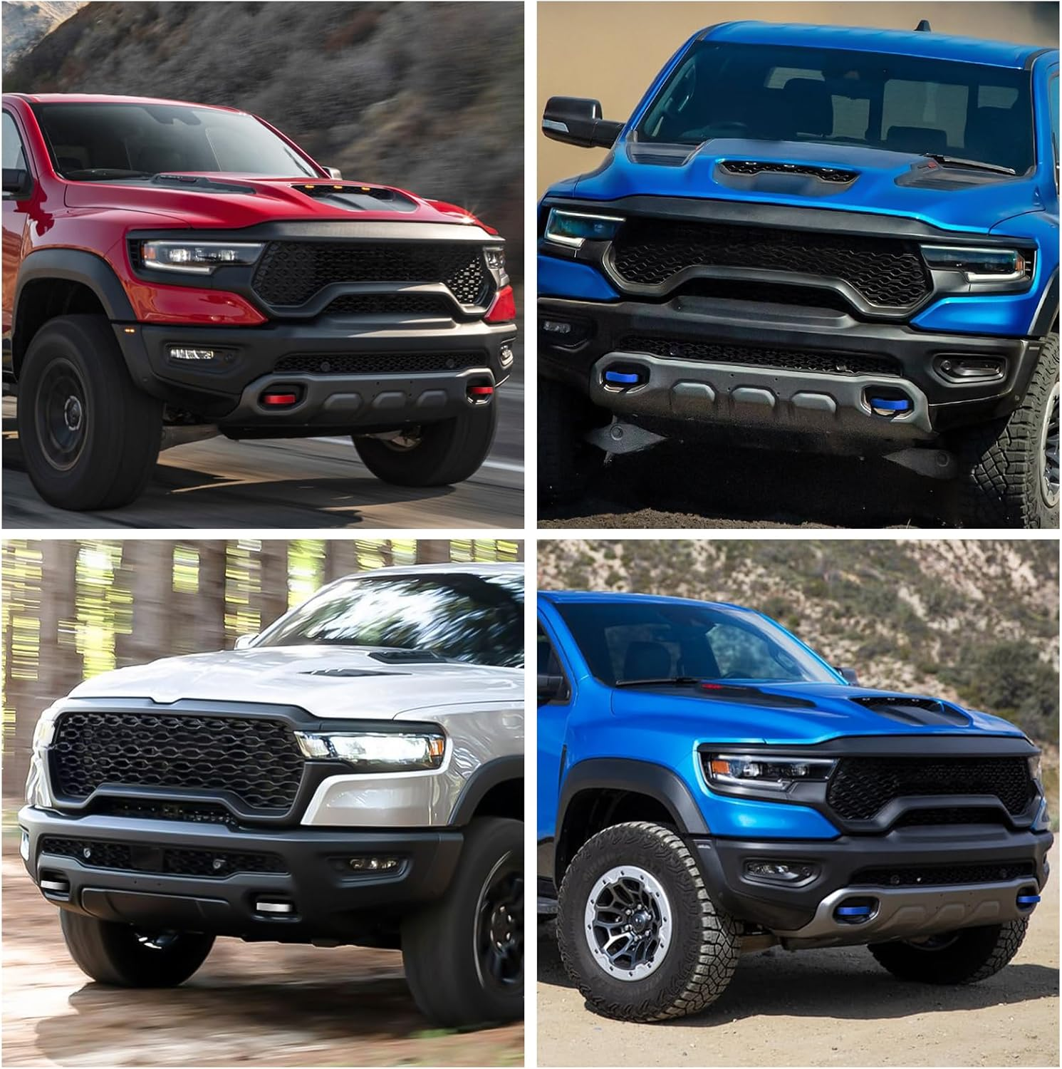 TECHPICCO Front Tow Hooks Covers Hitch Cover Customized Car Tow Hooks Compatible with RAM 1500 Accessories 2019-2025|Red (Not Fit for RAM 1500 Classic,Warlock,Ram 2500,RAM 3500) image number 5