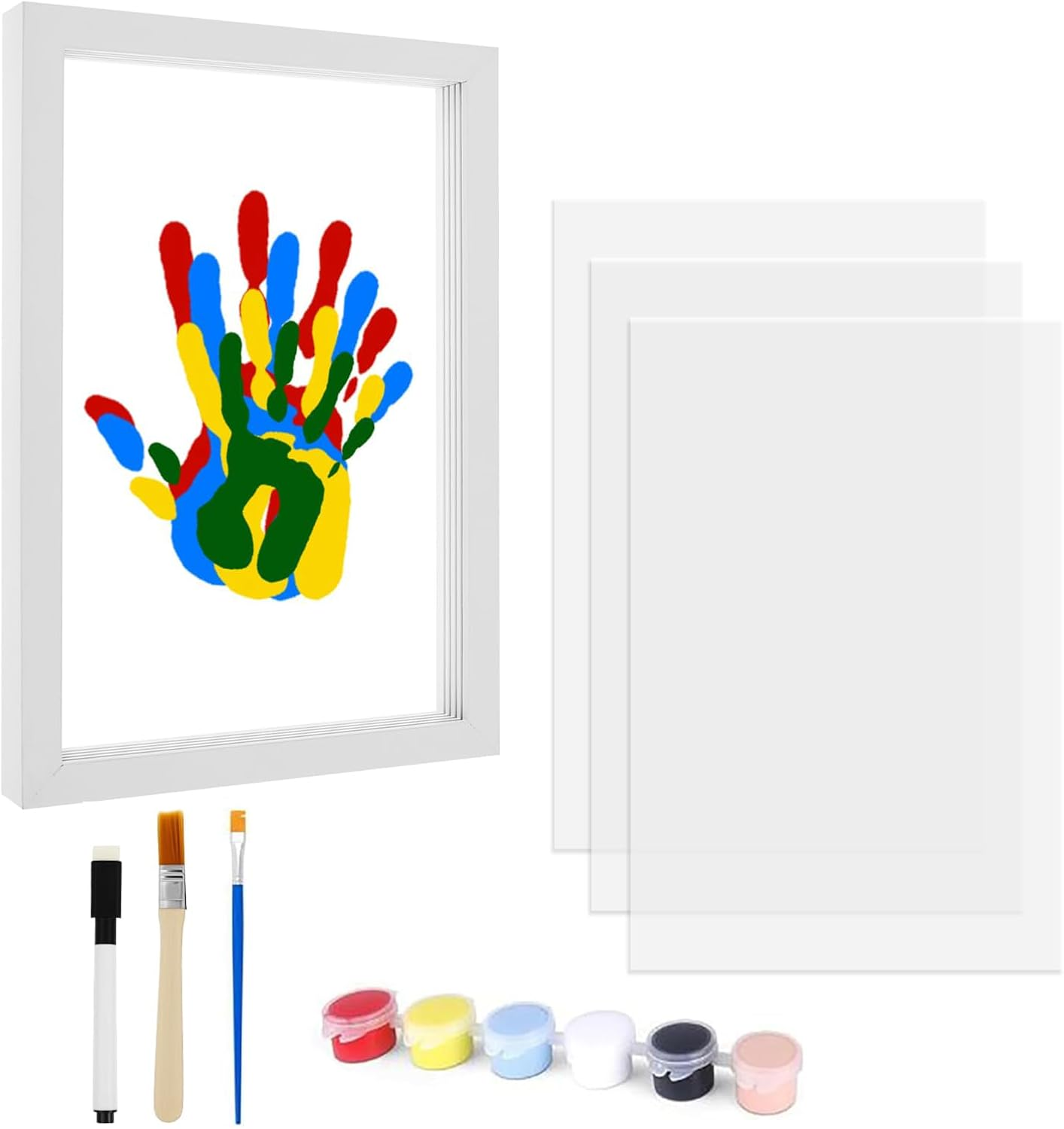 Baby Hand and Footprint Kit, Wood DIY Baby Footprint, Cultivate Hands on Skill, Nursery Picture Frame, Family Handprint Frame, New Mom Gifts, Parent Child Interaction Handprint Set, for Home (White) image number 6