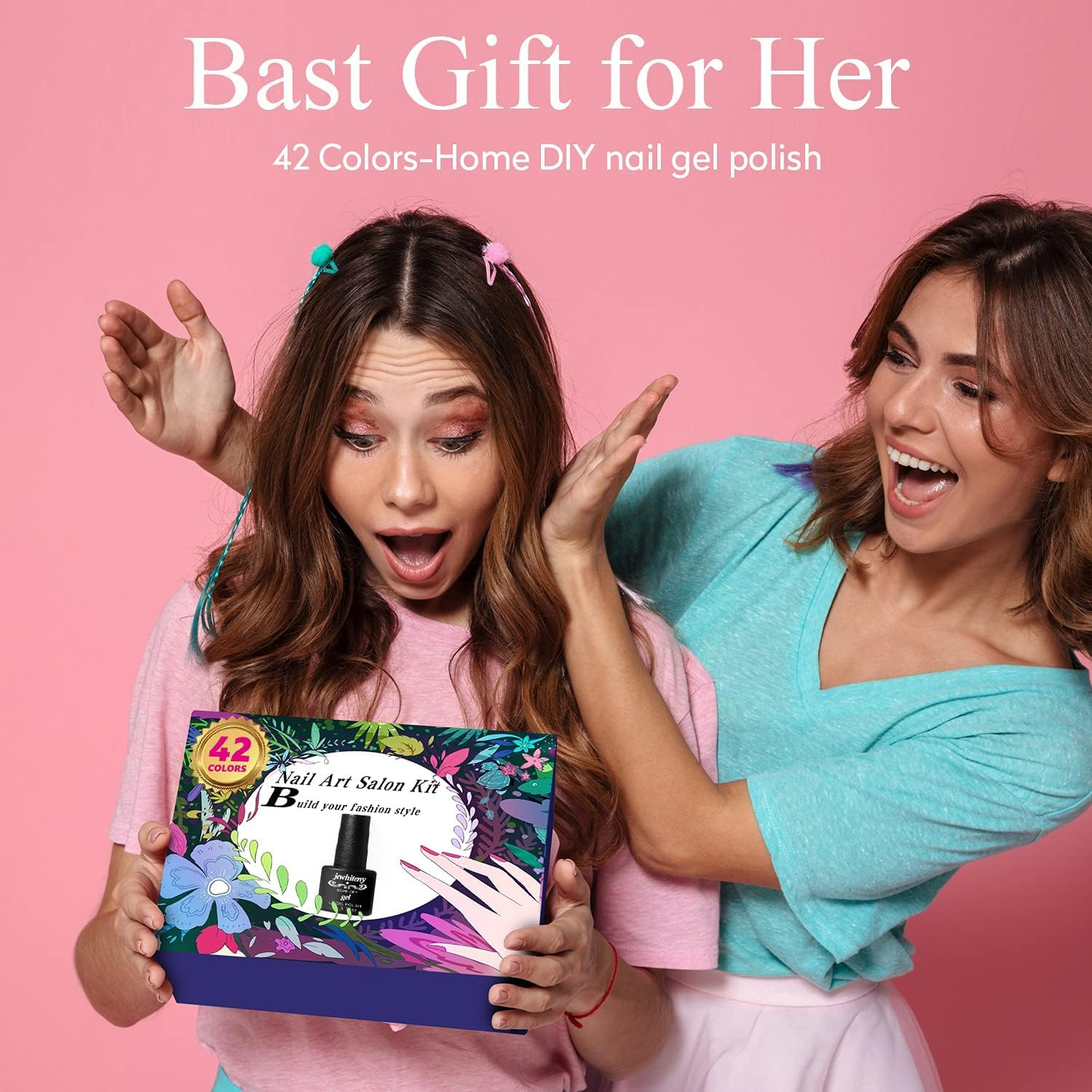 JEWHITENY 45PCS Gel Nail Polish Kit, 42 Colors 7ML Nude Gray Pink Blue Soak off Kit Glitter Art Starter Beauty Gifts Set for Women Girls Valentines Mother'S Day Gift 1 Count image number 4