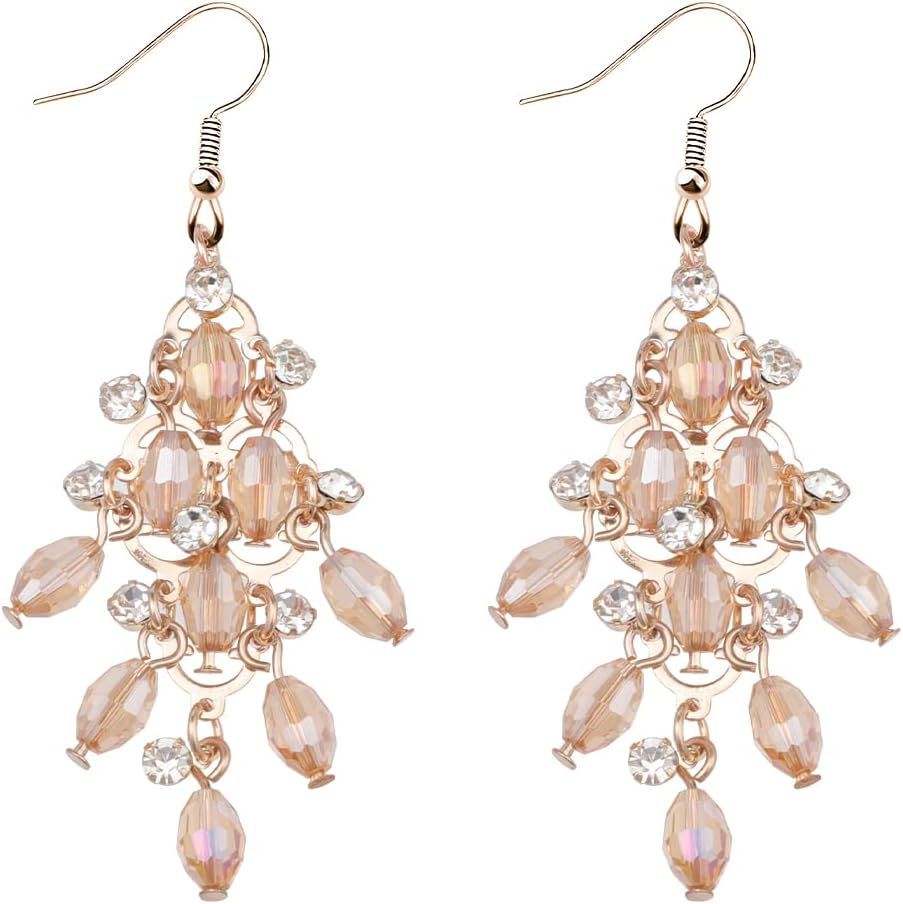 Hofar New Year Earrings Bohemia Vintage Dangle Earrings Boho Retro Rhinestone Drop Earrings Gift for Women