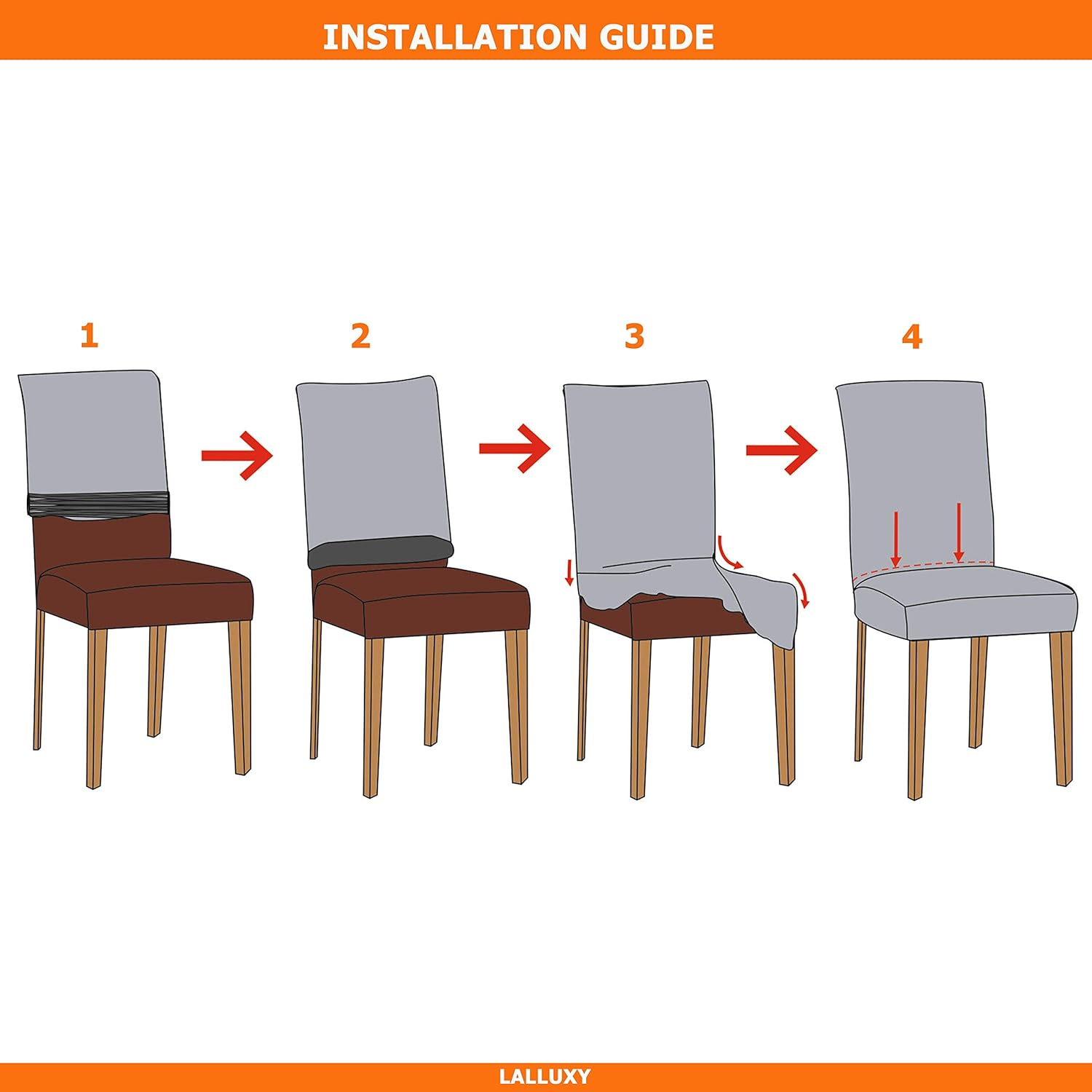 Lalluxy Stretchy Parson Chair Slipcovers for Dining Room Chair Seat Covers Chair Protectors for Party Pet Protection Universal Fit Soft Polyester (Set of 6, Quatrefoil Red) image number 3