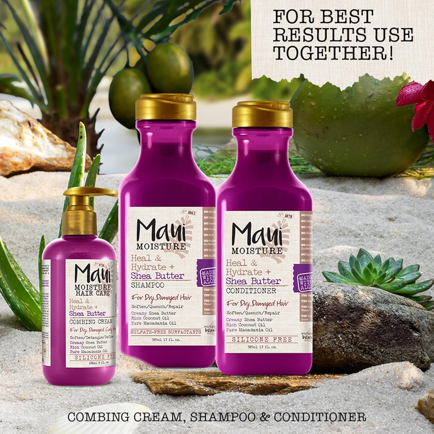 Maui Moisture Frizz-Free + Shea Butter Leave-In Conditioning Mist, Curly Hair Styling, No Drying Alcohols, Parabens or Silicone, 8 Fl Oz