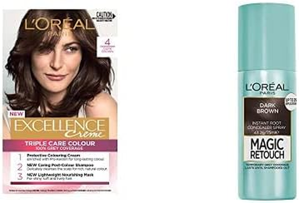 L'Oreal Paris Excellence Hair Colour & Magic Retouch Root Concealer Duo