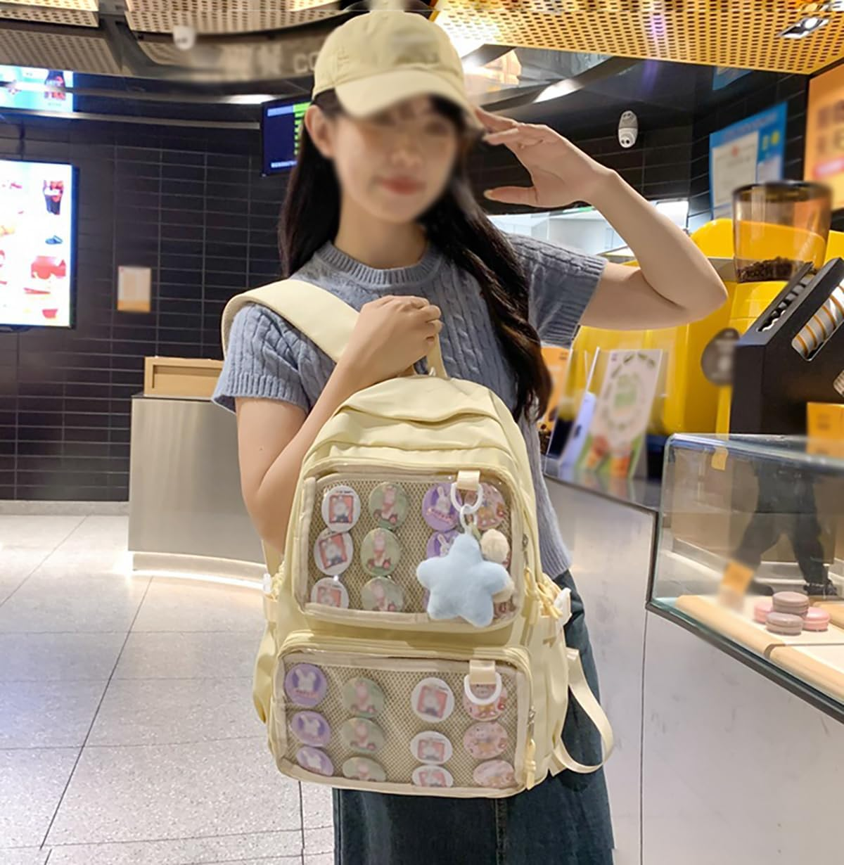 School Backpack for Girls Ita Bag with Pin Display Insert Cute Anime Backpack for Students - Yellow image number 4