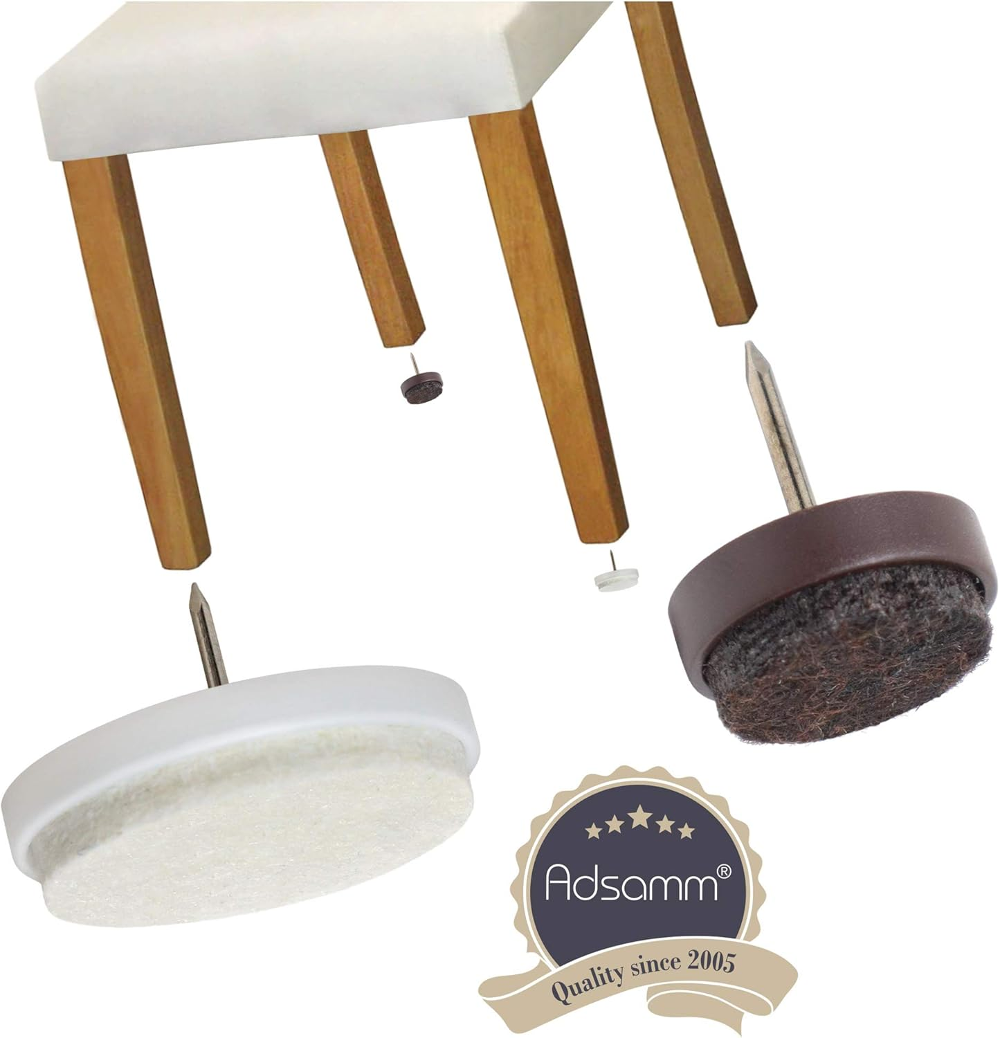 Adsamm FP-N-BR-24-16 FP-N-BR-24 Felt Pads with Nail, Brown, Diameter 24 Mm image number 3