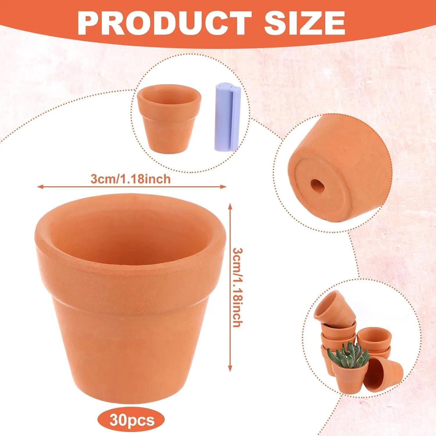 30 Pcs Mini Terracotta Pot for Plants, Succulent Planter with Drainage Holes, Clay Flower Pots for Indoor/Outdoor Garden, Small Planters for DIY Craft Projects, 3Cm &ndash; Unron image number 1