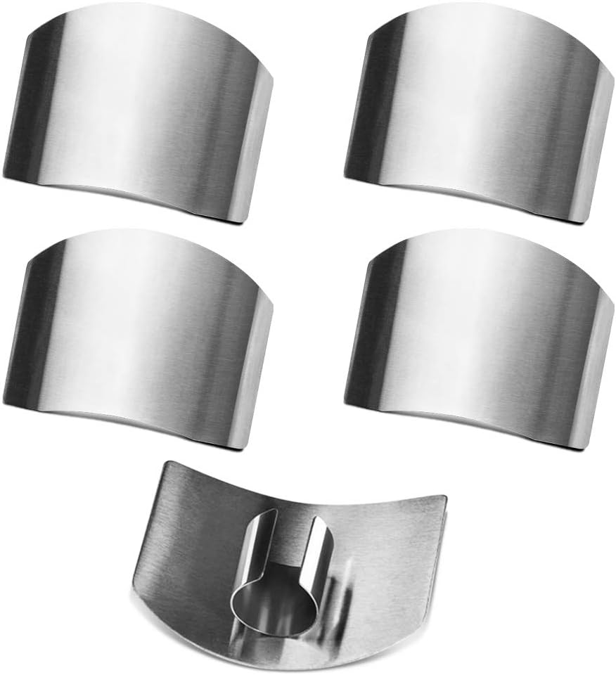 Sourceton Set of 5, Stainless Steel Finger Guard, Finger Guards for Cutting, Finger Guards for Cutting Vegetables, Stainless Steel Finger Guards for Cutting, Cutting Avoid Hurting