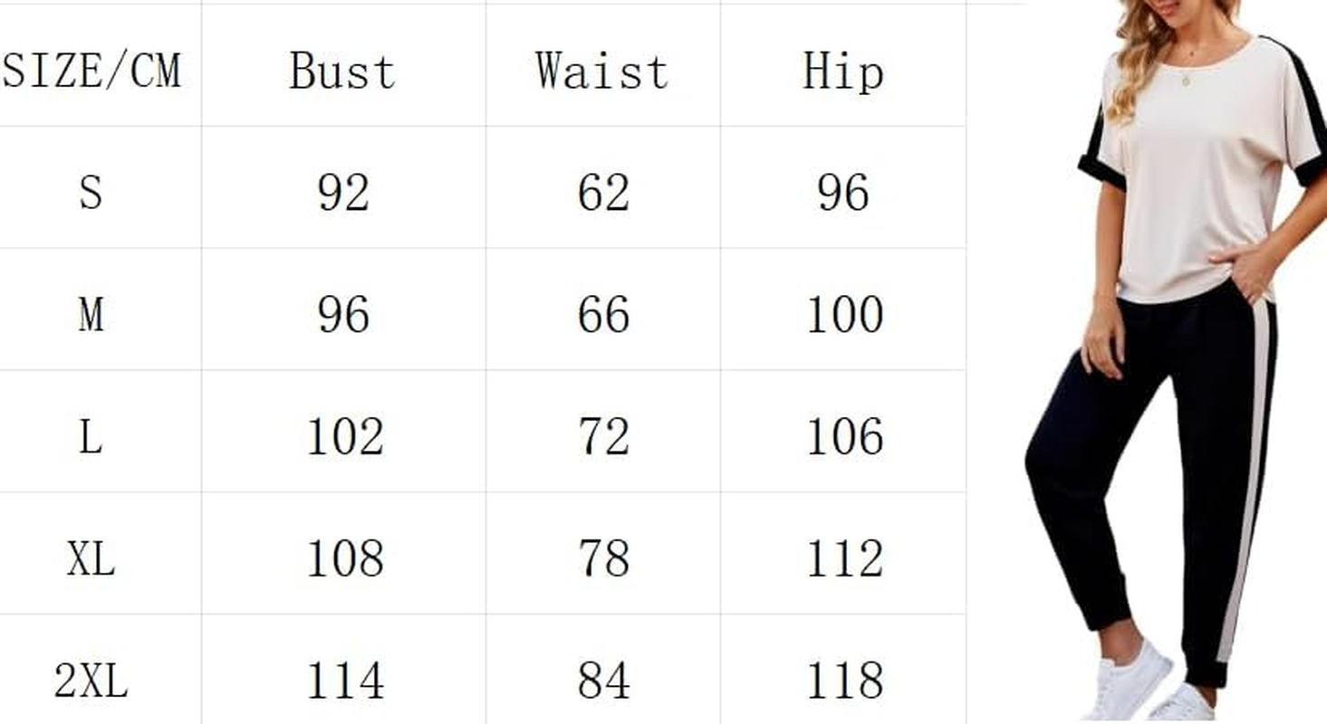 Women Casual Basic Lounge Set Comfy Soft Sweatsuit Set Cozy Jogger Set Short Sleeve Top Sweat Pants with Pockets image number 1