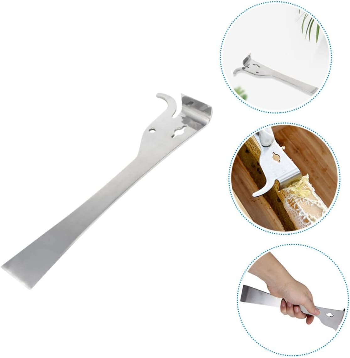 VANZACK Honey Knife Beekeepers Stand Kit outside Carbide Tag Paint Scraper Smoker Fuel for Beekeeping Dispenser Beekeeping Brush Costumebumble Bee Hive Decor Silver Stainless Steel image number 5