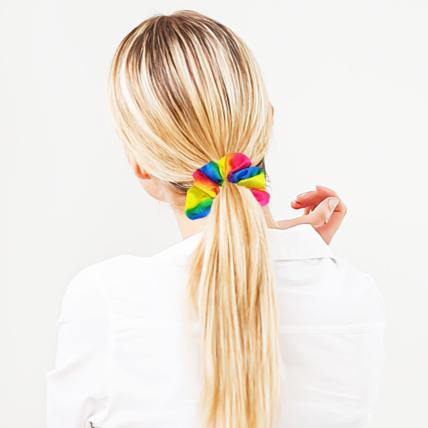 Pack of 2 Hair Bobbles for Girls, 2 Pieces Bow Hair Clips, Ponytail Rainbow Hair Ties, Colourful Hair Bobbles, Elastic Hair Bobbles for Girls image number 2