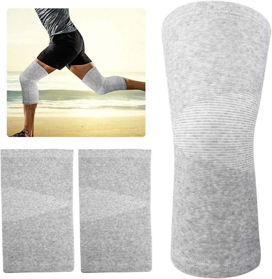 Knee Protector 1 Pair Elastic Knee Pads, Bamboo Carbon Fiber Knee Pads for Men, for Warm Keeper Knees Sleeve Protector(Gray, L) image number 6