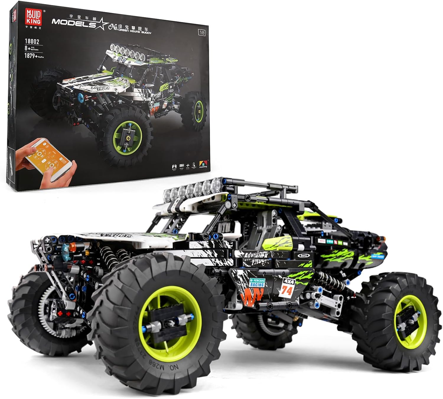 Mould King 18002 Climbing Car Off-Road Truck Building Set, Remote Control Racing Car Model Block Kit, Vehicle Toy for Adults Boys 1879Pcs image number 4
