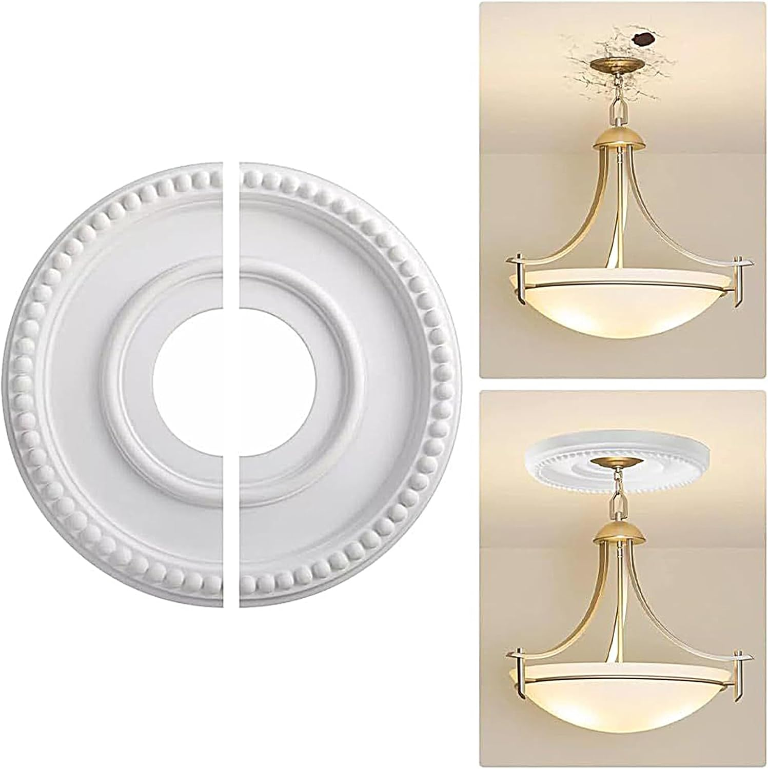 Qfdiwr Ceiling Hole Cover, Ceiling Fan Cover, round Panel PU Inner Diameter 10 Cm Outdoor 31.5 Cm for Basements, Technical Facilities, Schools image number 1