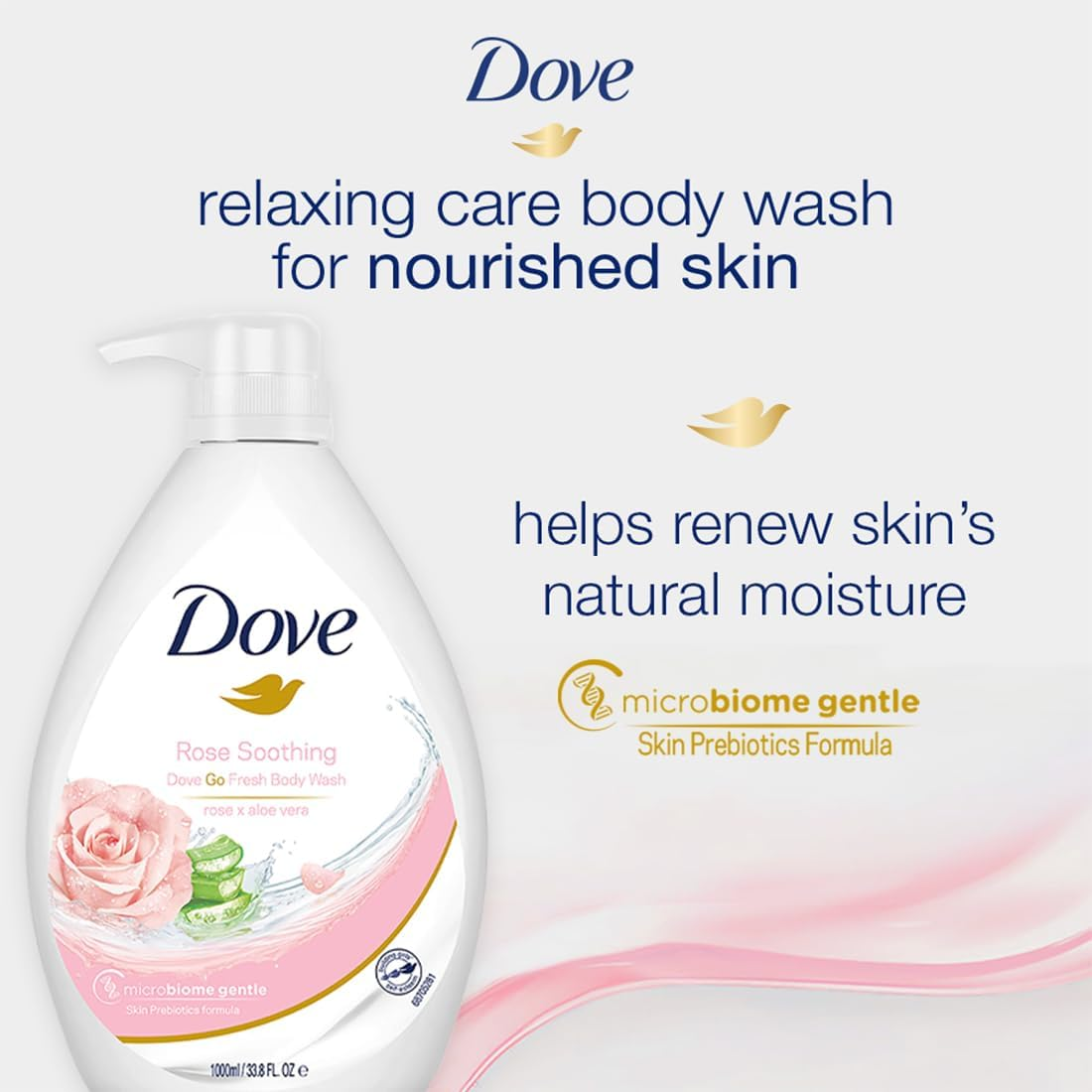 Dove Rose Soothing and Aloe Vera Body Wash 1000 Ml image number 3